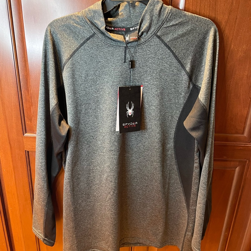 SPYDER Active Mens Long Sleeve Activewear Shirt Crew Neck Gray Size L NWT